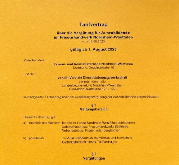 Tarifvertrag Vergütung Auszubildende NRW